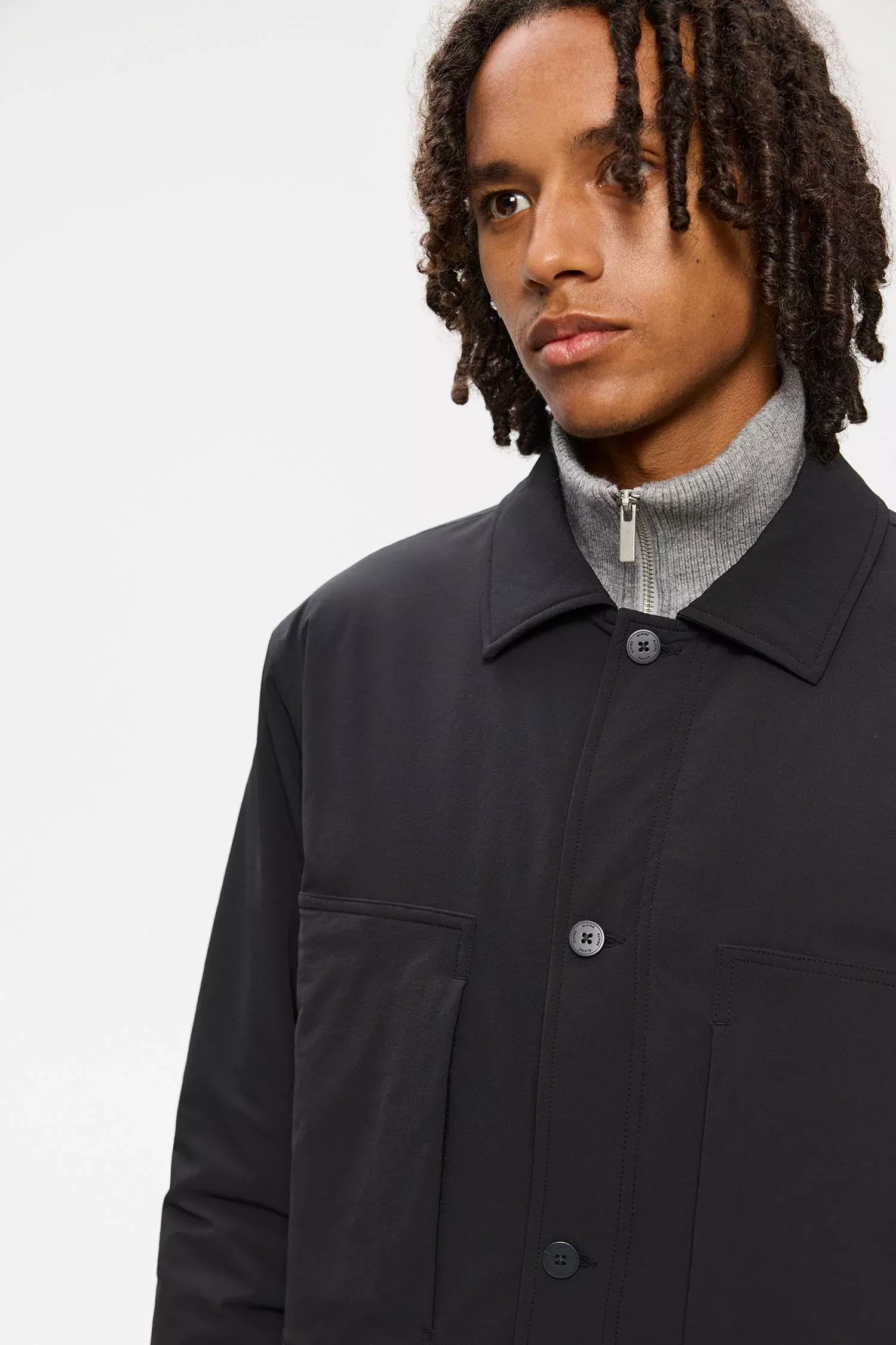 Elvine Bernt Black Nylon Stretch Jacke Herren schwarz